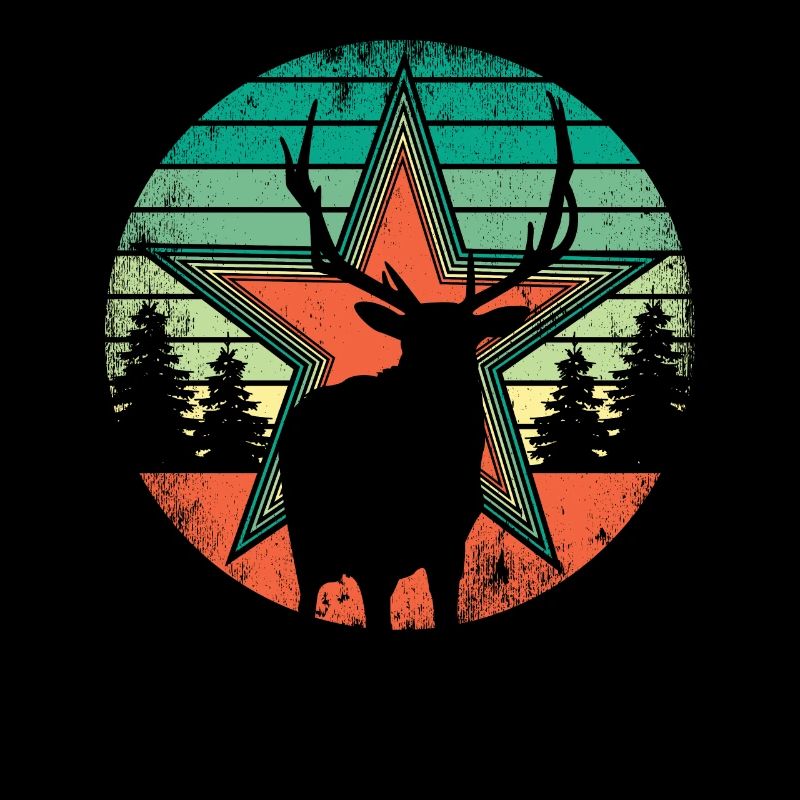 Retro Hirsch Vintage Jäger Elch Jagd Berufsjäger
