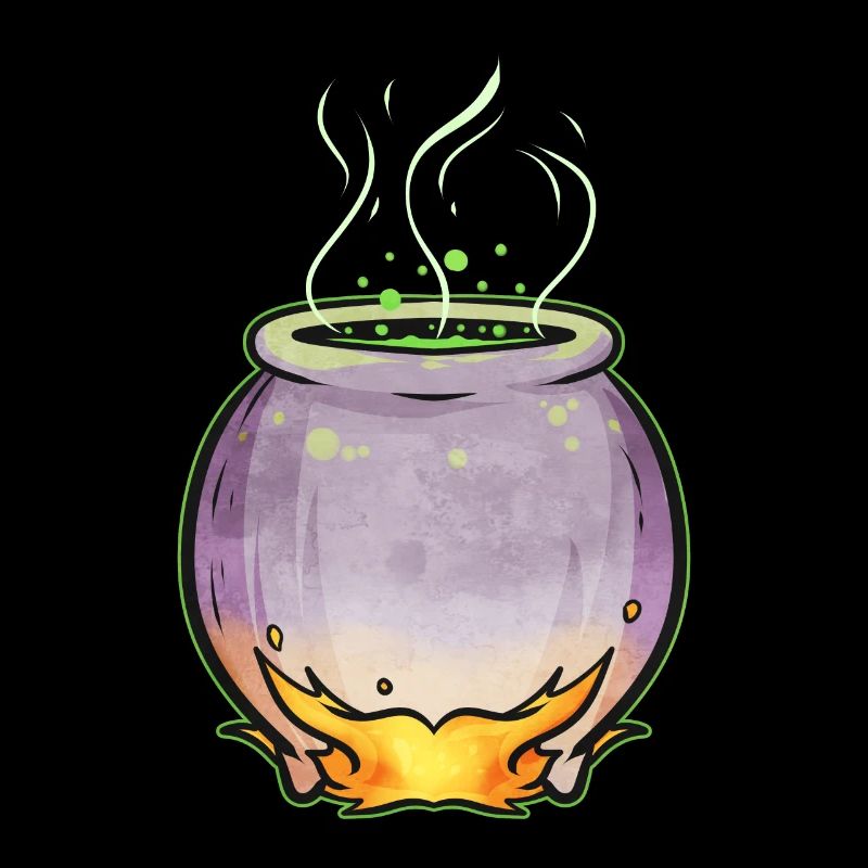 Copper Pot With Witch Magic Potion Halloween