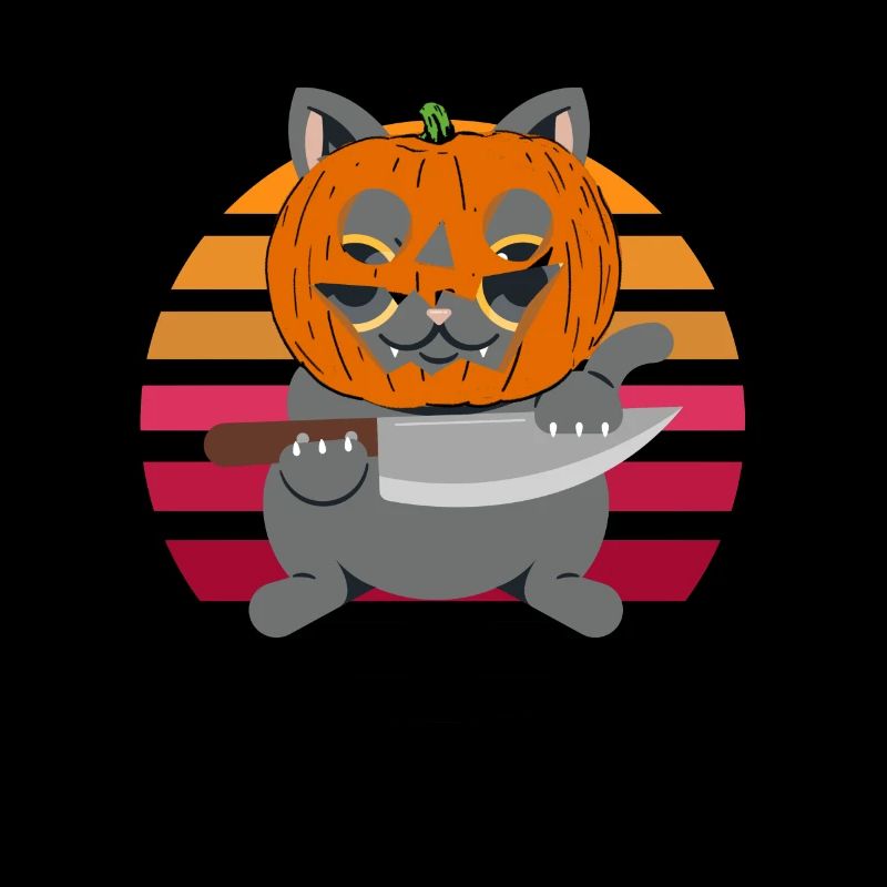 Halloween Cat Pumpkin Head