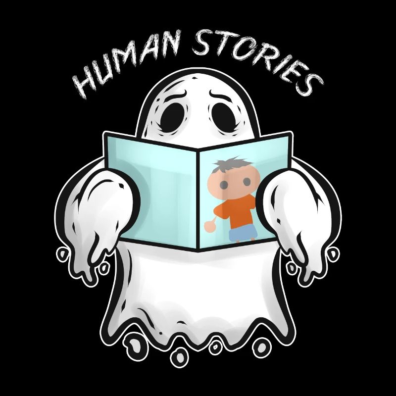 Ghost Reading Book About Human Stories Halloween