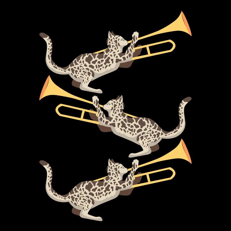 Musiker mit Katze mit Posaune
