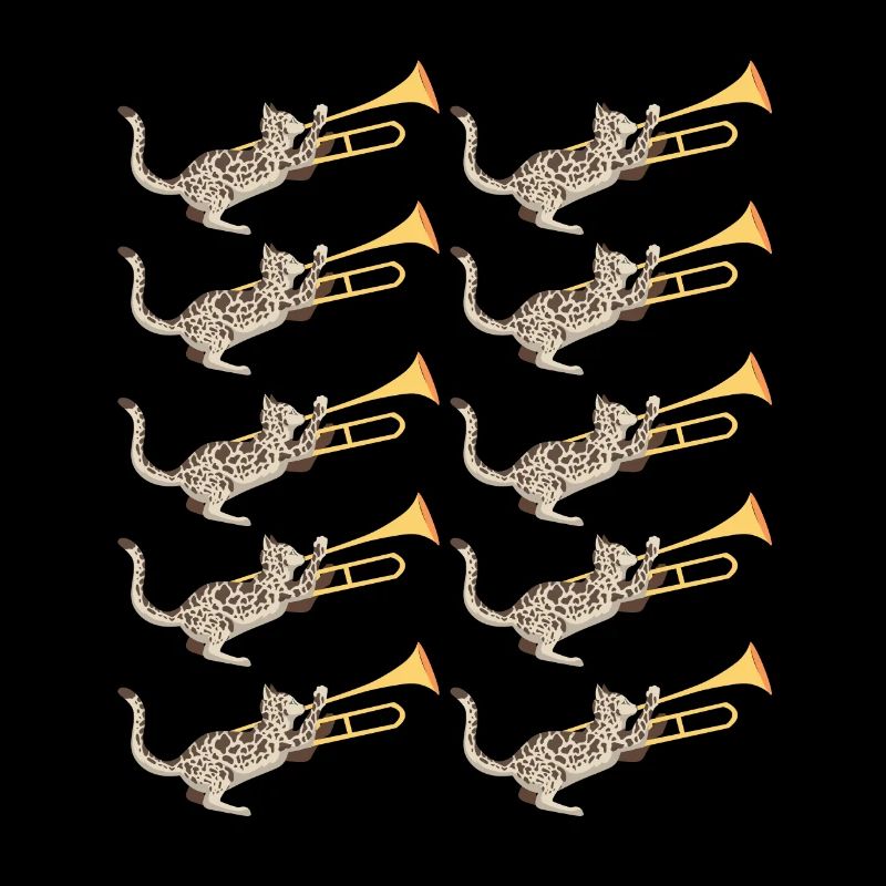 Musiker mit Katze mit Posaune