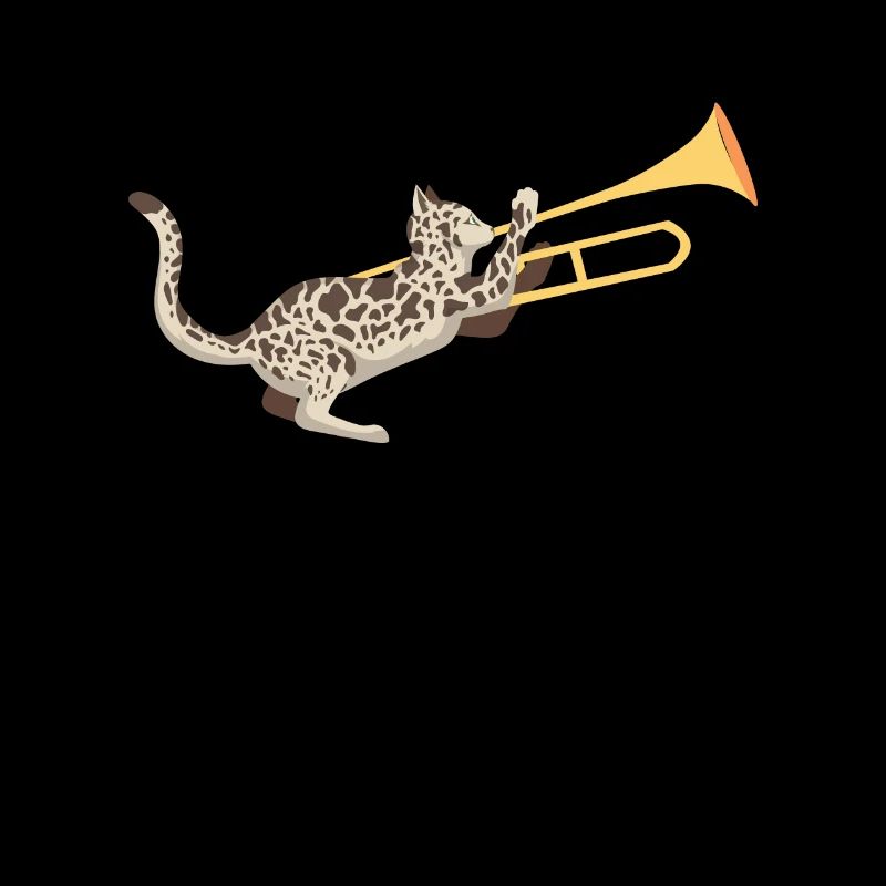 Musiker mit Katze mit Posaune
