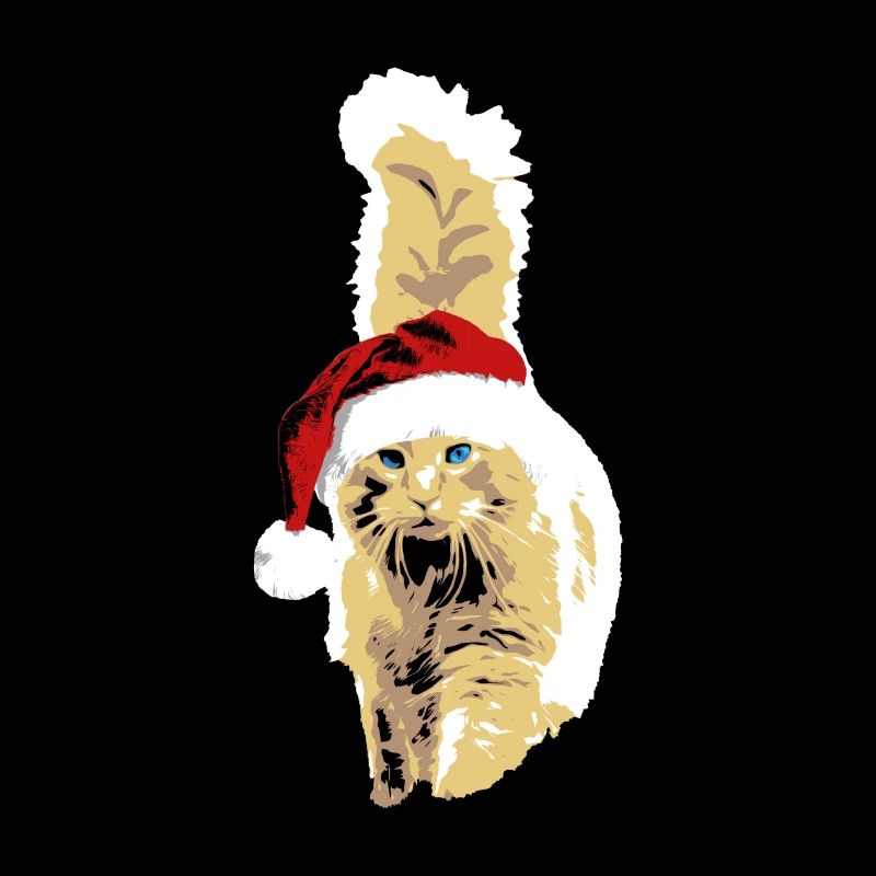 Chat avec chapeau de Noël drôle pour Noël