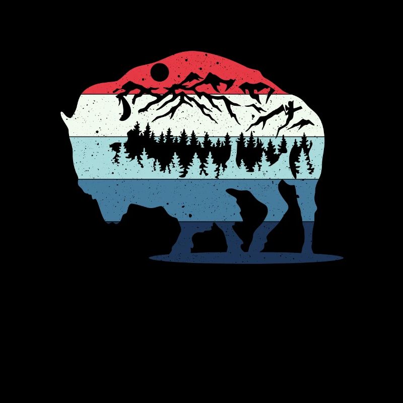 Rétro Vache Bison Buffle d’eau Buffle Silhouette