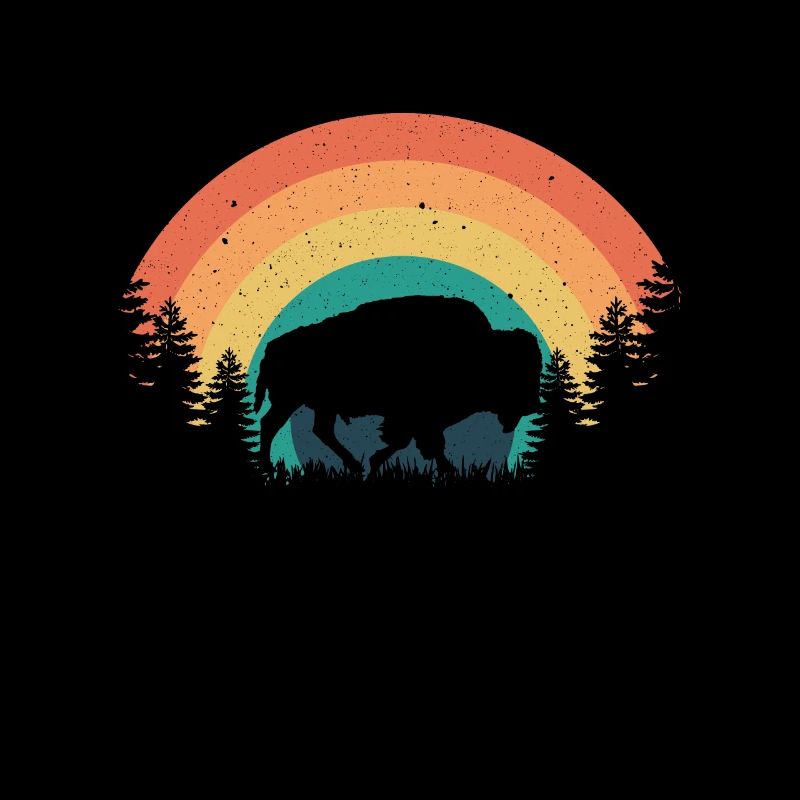 Rétro Vache Bison Buffle d’eau Buffle Silhouette