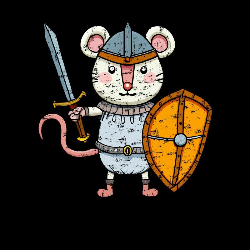 Cute Mouse with Sword and Shield Knight