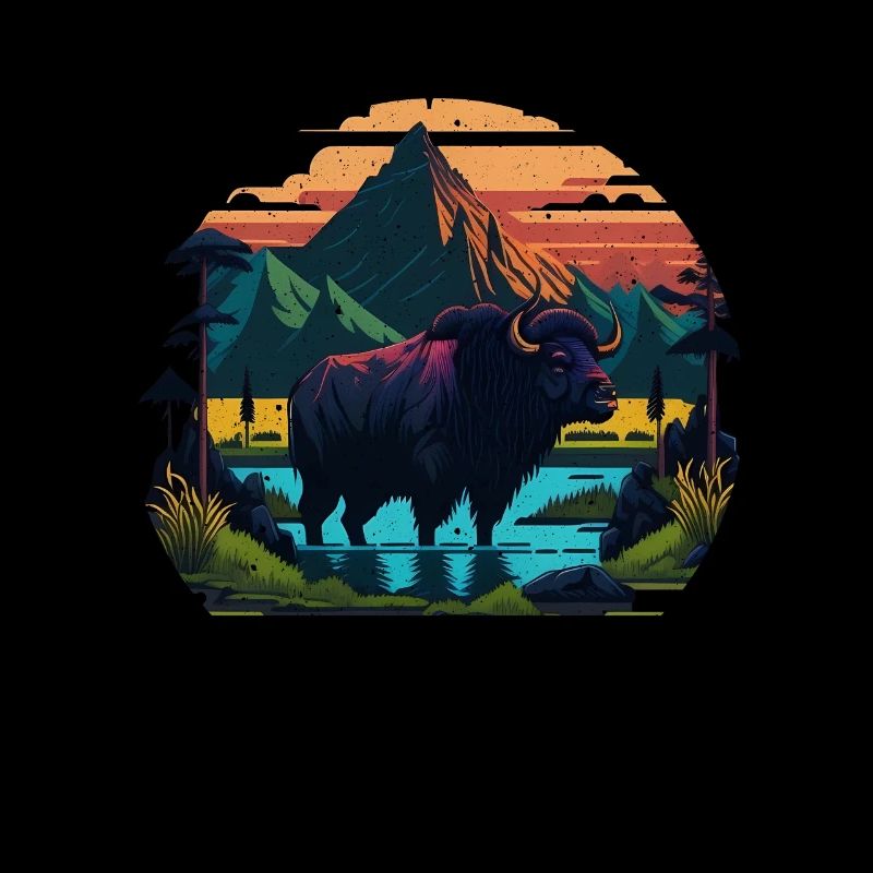 Rétro Vache Bison Buffle d’eau Buffle Silhouette