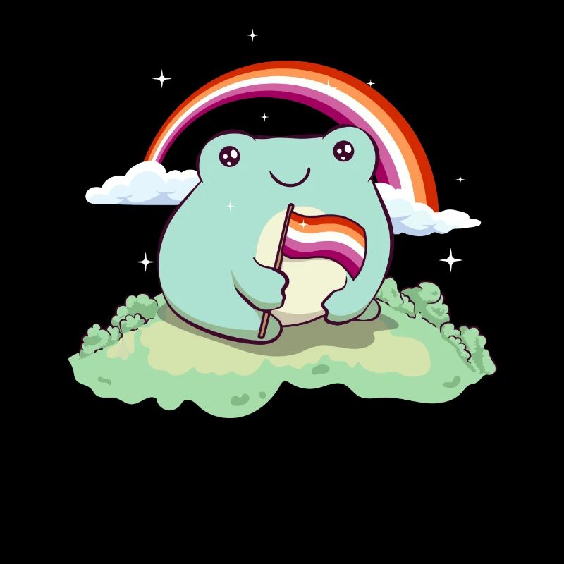 Lesbian Pride Flag Cute Frog Subtle LGBTQ