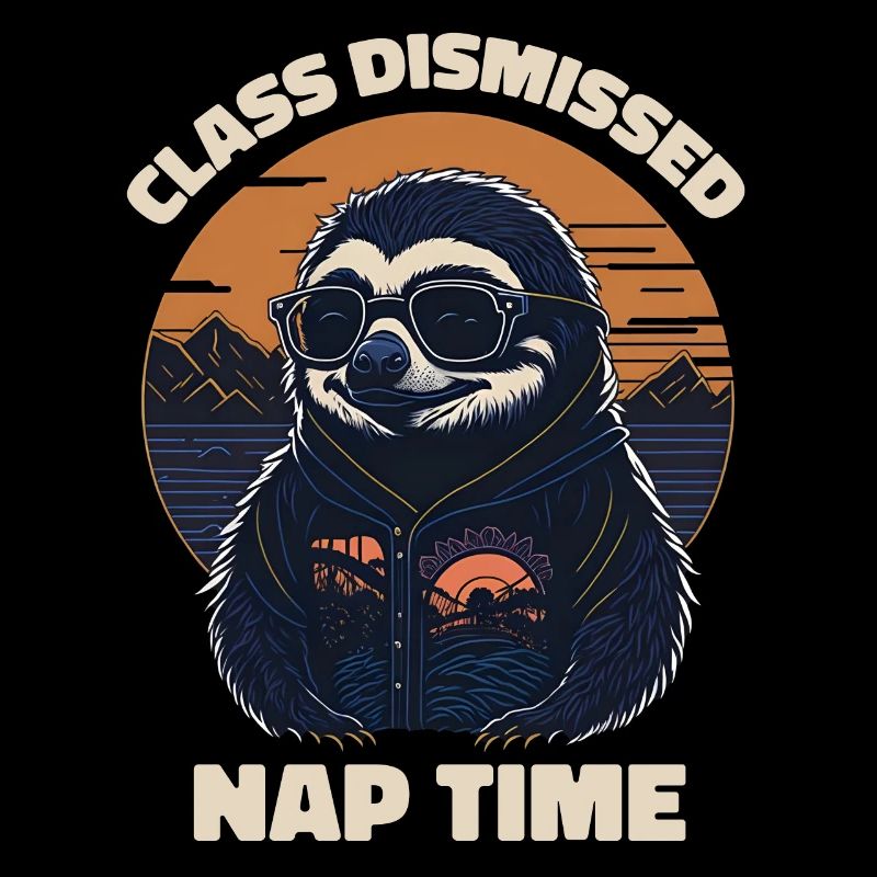 Sloth Retro Teacher Class Dismissed Nap