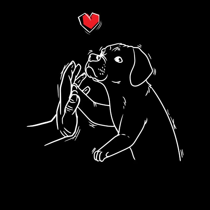 Puggle dog avec main