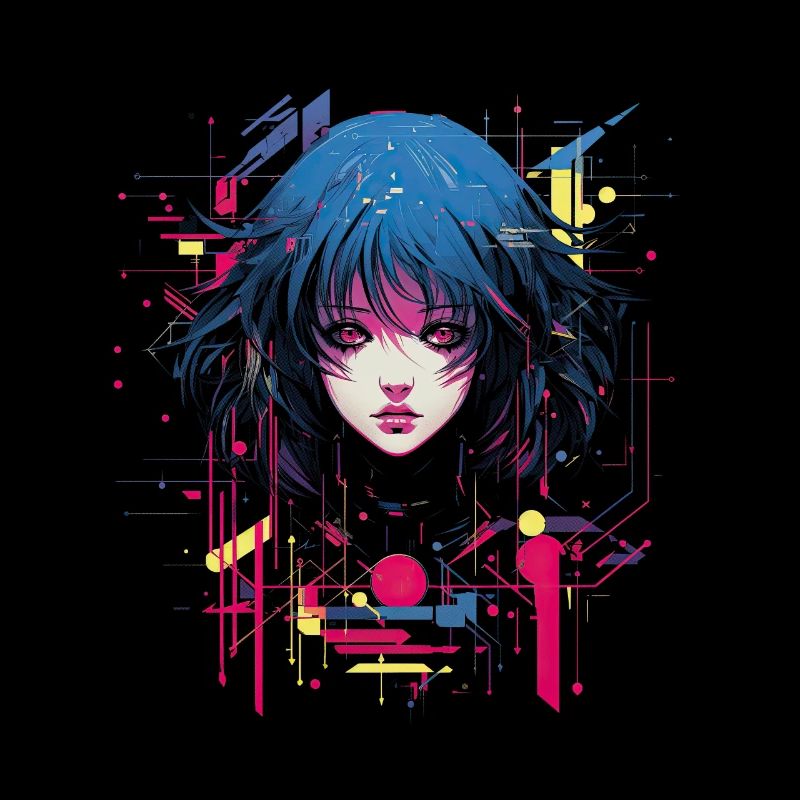 Goth Anime Mädchen Glitch Art Grunge