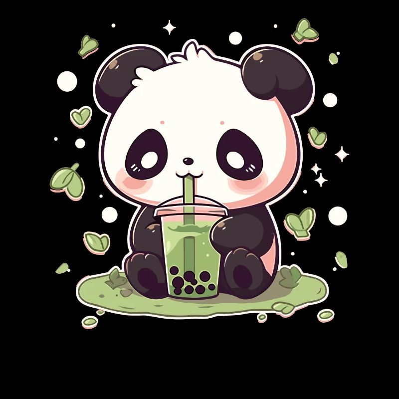 Kawaii Panda boit Boba Bubble Tea Chibi