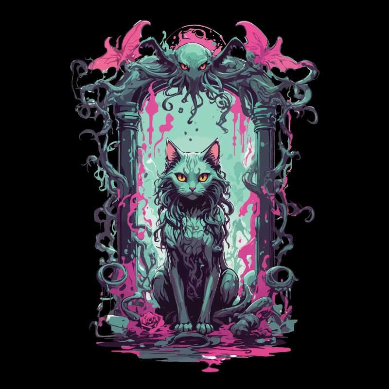 Gothic Occult Cat Magic Monster Design