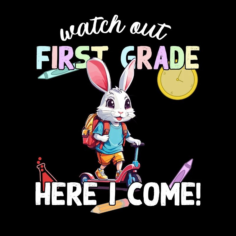 Schule Hase auf Roller lustiger Schulanfang Spruch