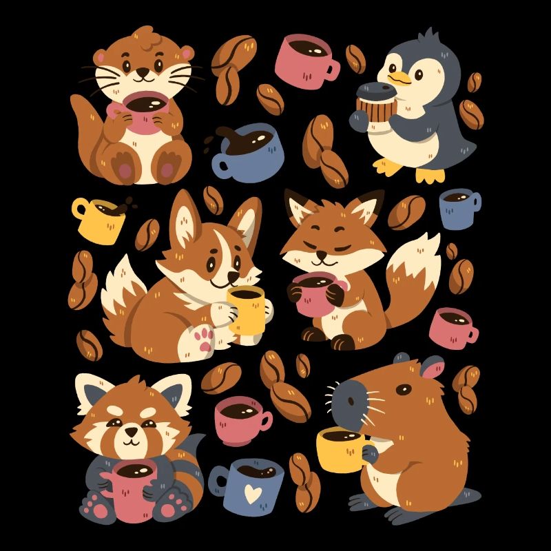 Coffee: Capybara, Fox, Corgi, Otter, Penguin