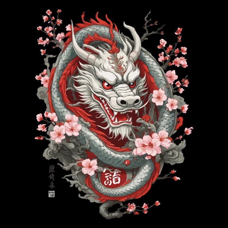 Conception esthétique de fleur de cerisier de Dragon japonais