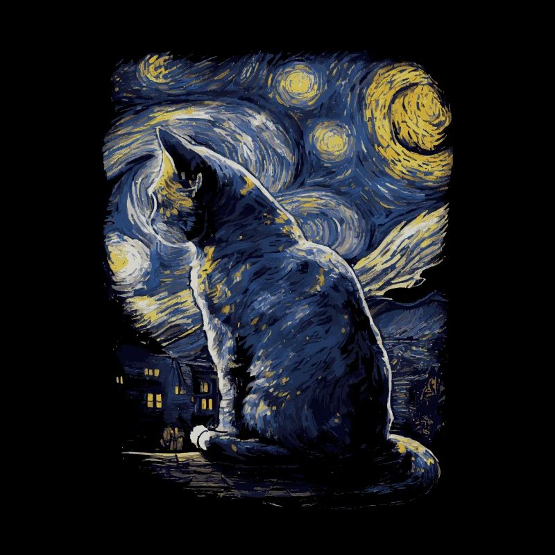 Katze Starry Night
