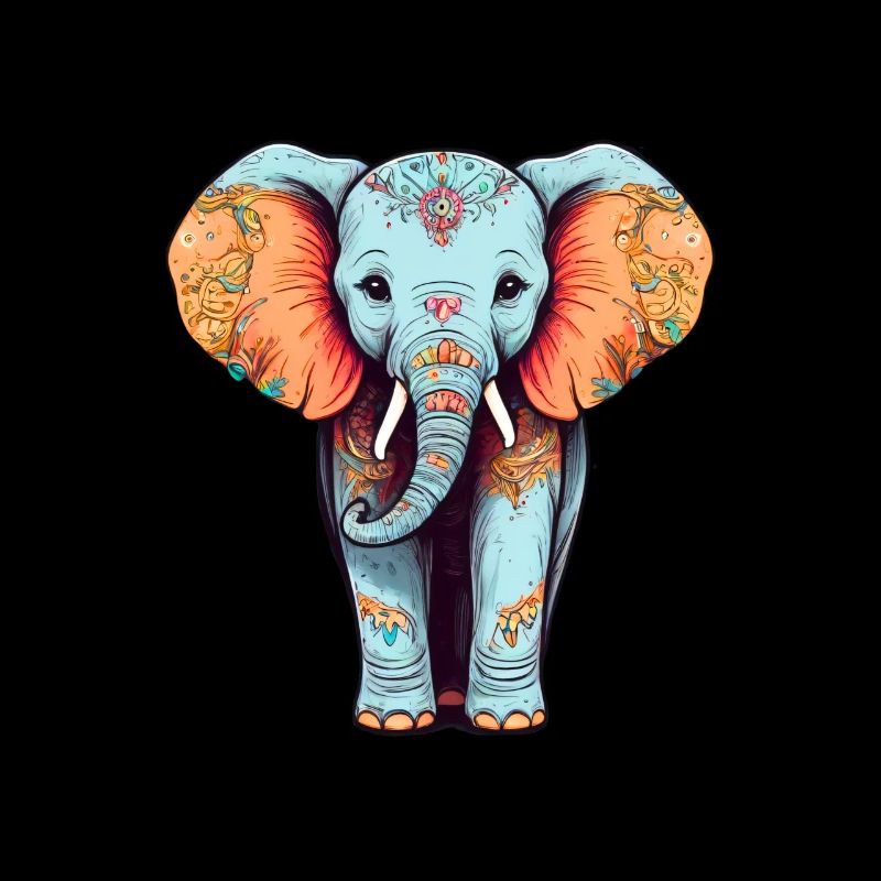 Éléphant Coloré Mignon Éléphant Bébé Mandala Hindi