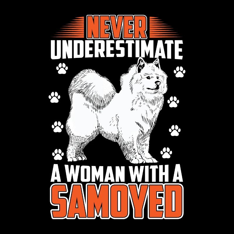 Frau mit Samojede Schlittenhund