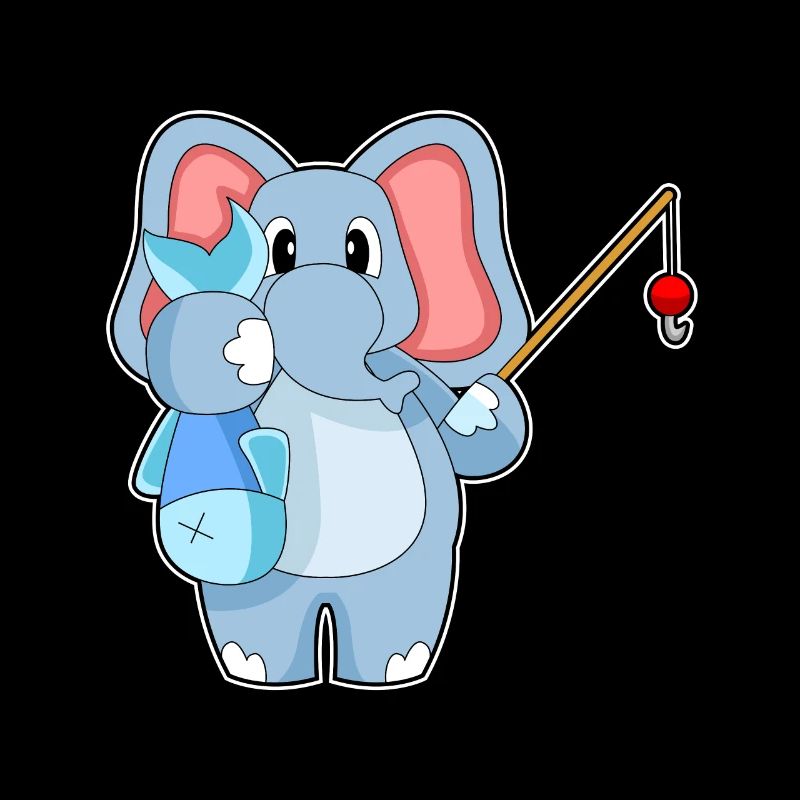 Éléphant Pêcheur Pêcheur De Poisson