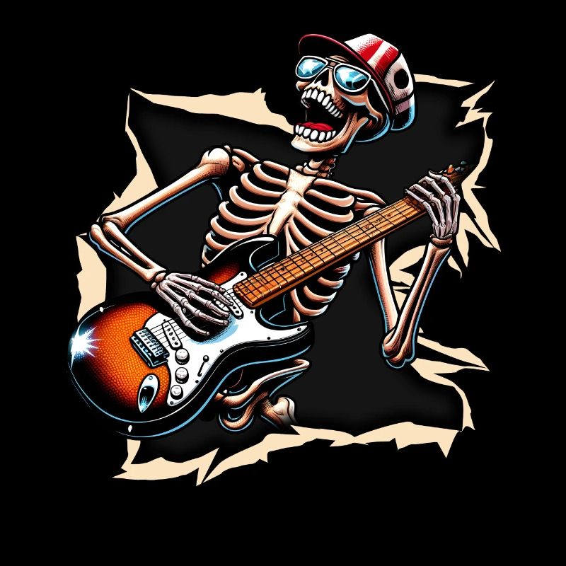 Guitariste Skeleton Guitare Jouant Professeur de Guitare