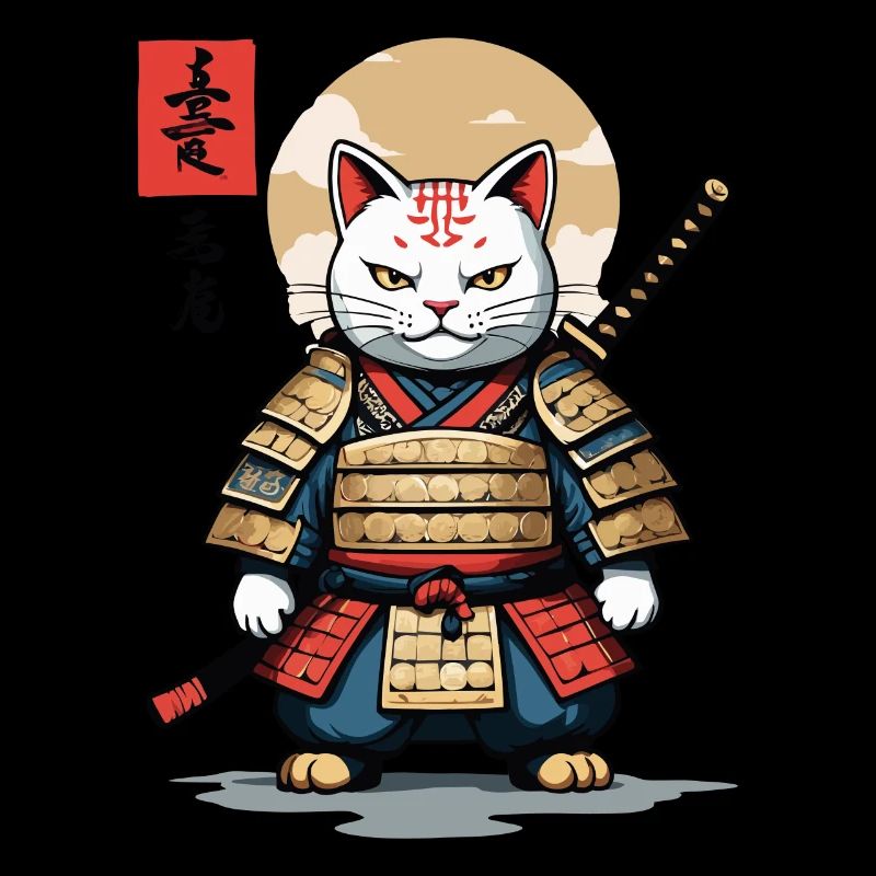 Samurai Katze Asiatischer Ukiyo-E Stil Aesthetic