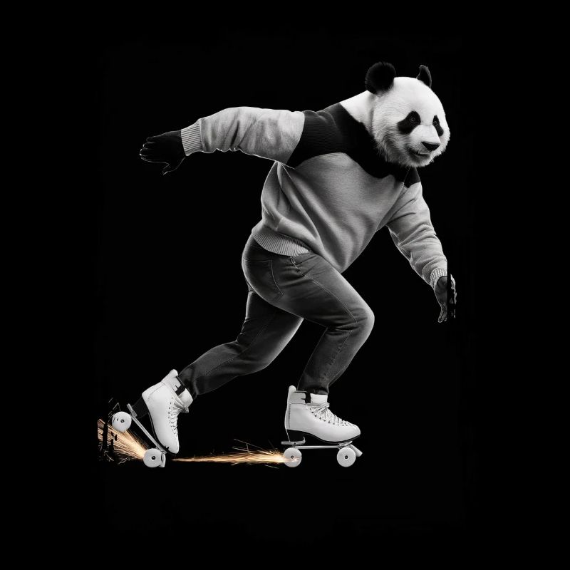 Panda Skaten Geschenk