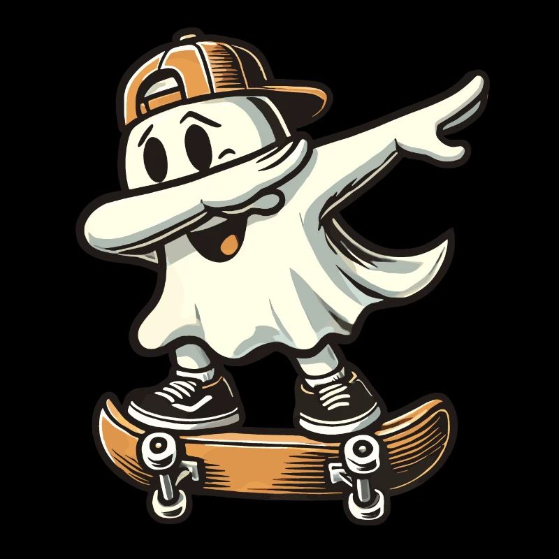 Skateboaring Dabbing Ghost Skateboard Dab