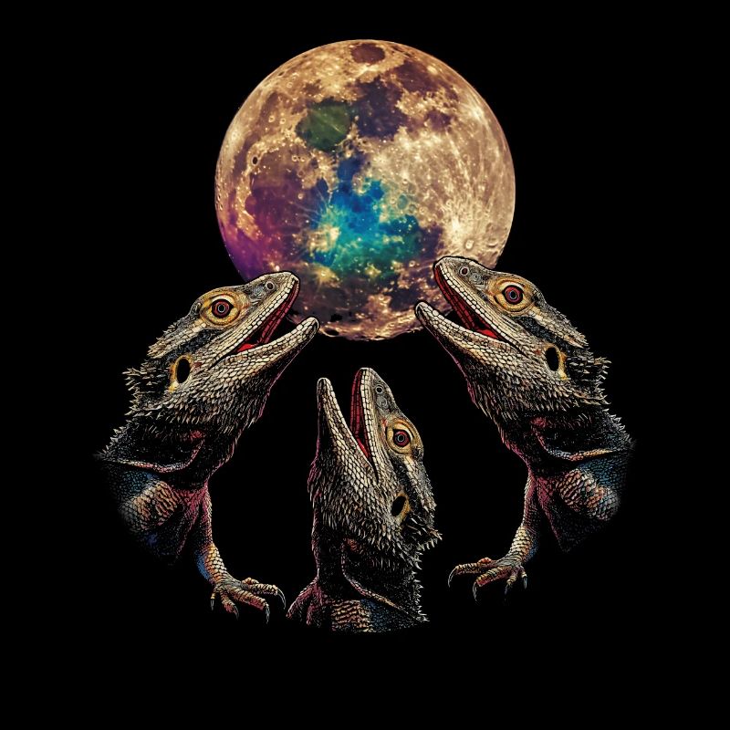 Bearded Dragon Lizard Howling Moon