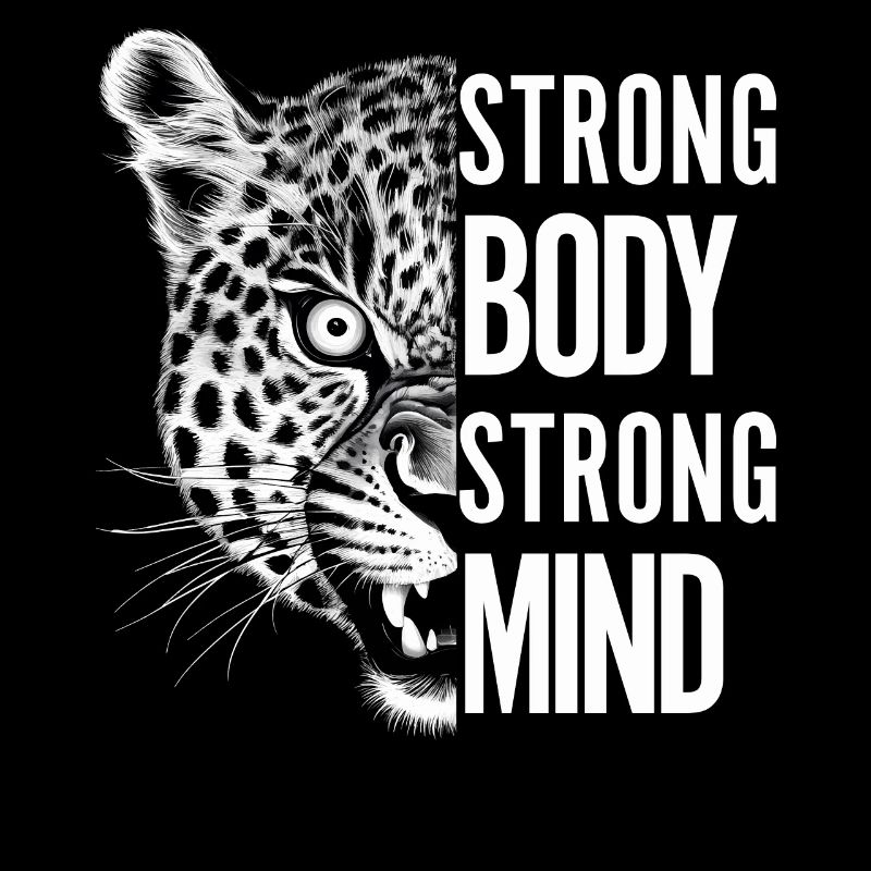 Strong Body Strong Mind Motivational Leopard