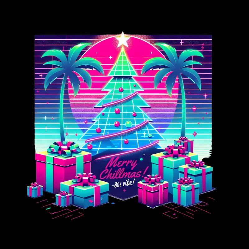 Conception d’arbre de Noël Vaporwave pour Chillmas