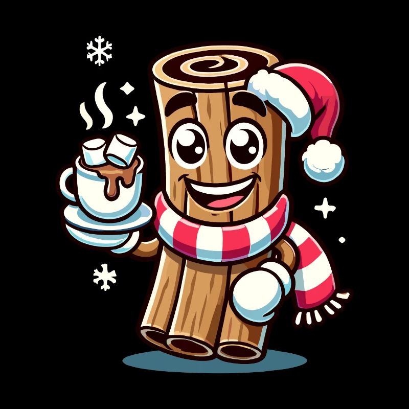 Chocolat chaud à la cannelle dessin animé Noël