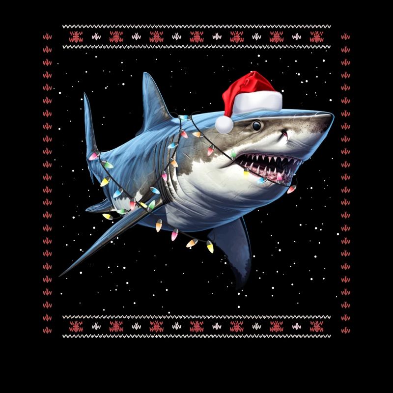 Requin de Noël Drôle Laid, Noël, Pullov