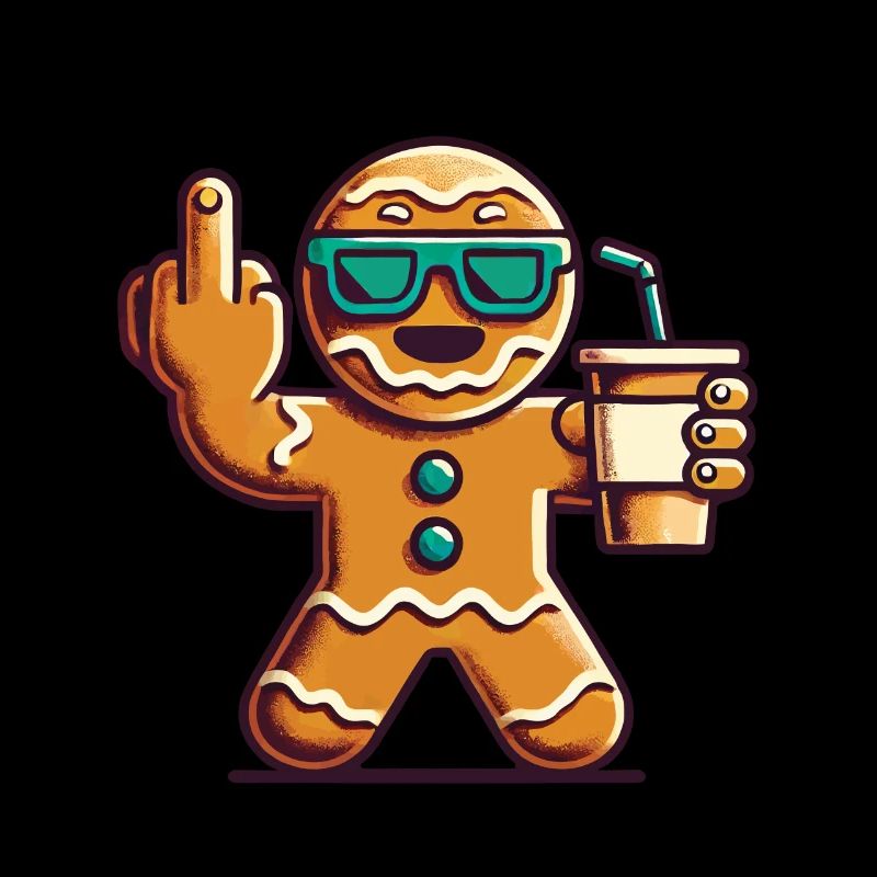 Christmas Gingerbread Man with Middle Finger