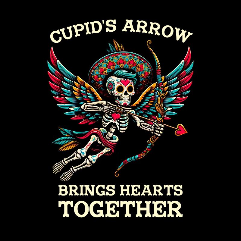 Cupid unites hearts with a single arrow