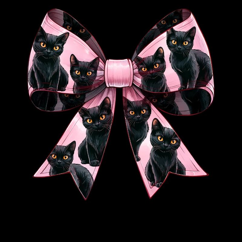 Coquette Bow Schwarze Katze Mama Muster Rosa