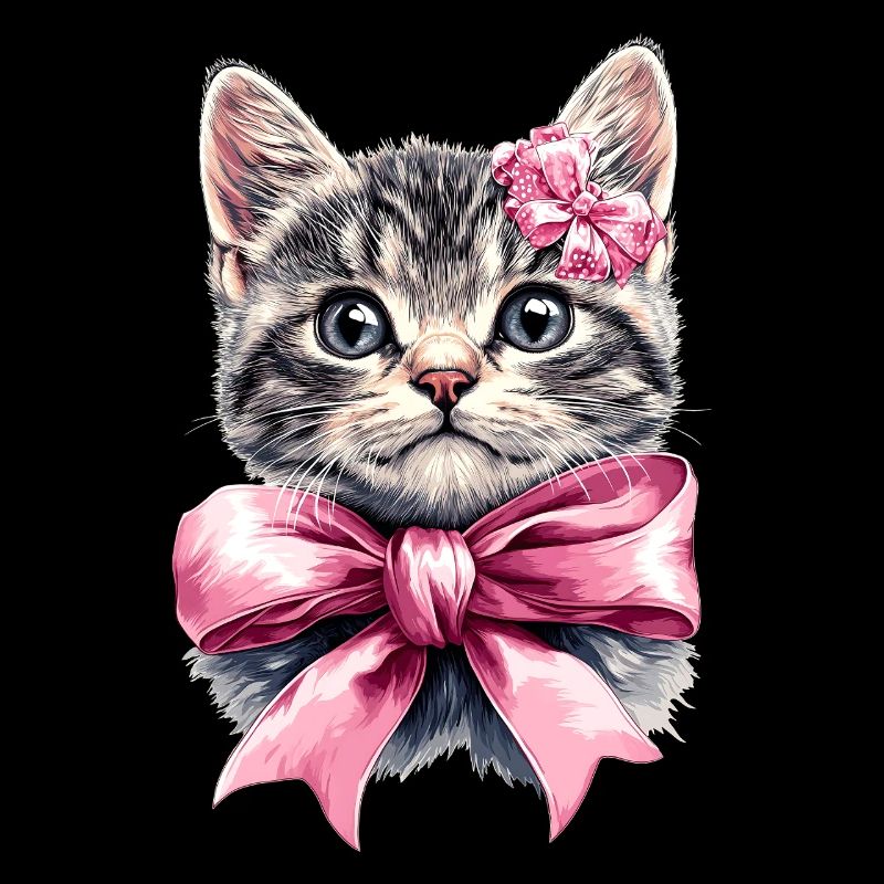 Coquette Bow Tabby Cat Mom Gray Katzenfell Rosa