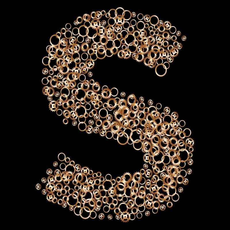 Design steampunk Letter S composé de rouages et de lavage
