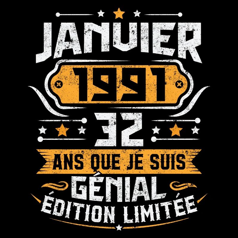 Rétro Cadeau D'anniversaire 32 Ans Janvier 1991