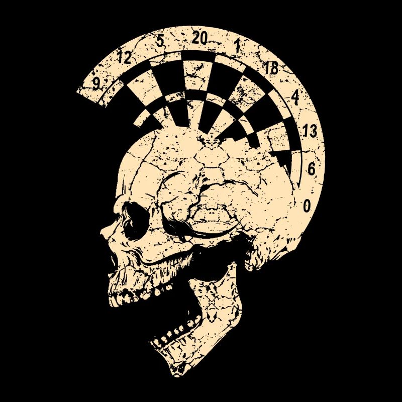 Totenkopf mit Dartscheibe