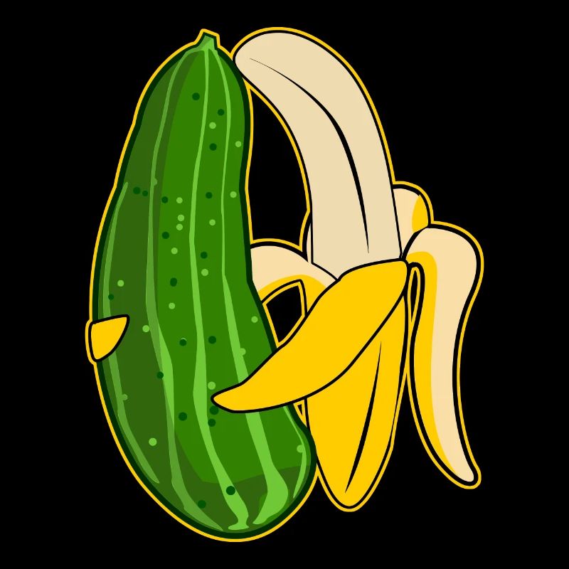 Banane et concombre en étreinte
