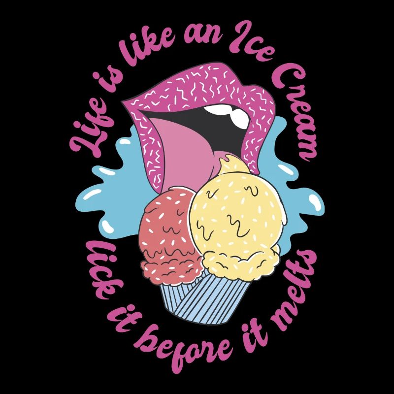 Crème glacée avec les lèvres et la langue