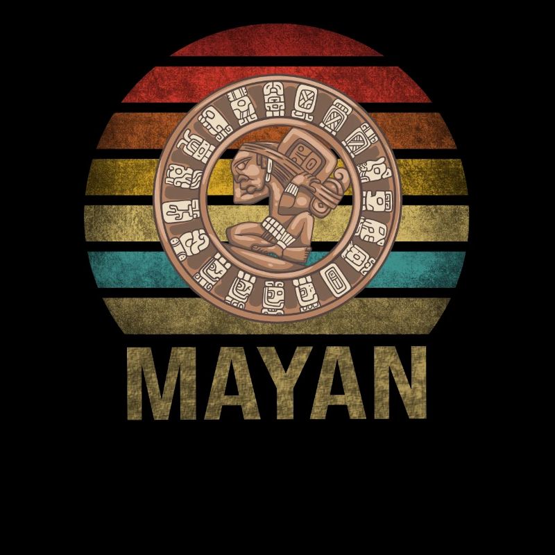 Mayan Calender Maya Itzamna Retro Sunset