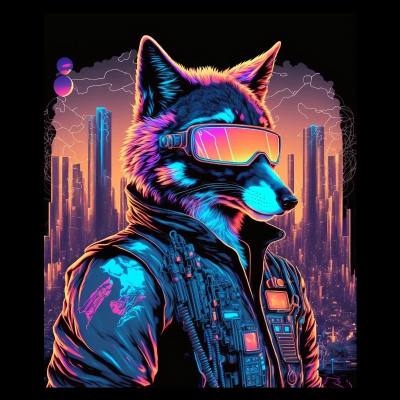 Retro Futuristic Synthwave Fox