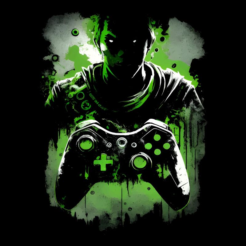 Conception de jeu vert néon cool avec contrôleur