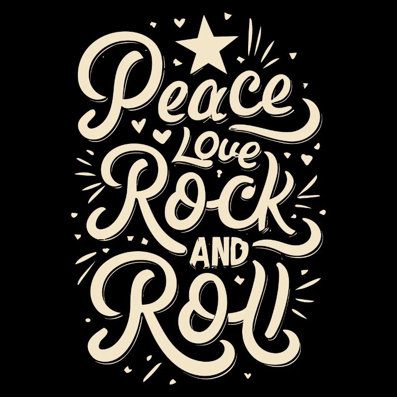 Peace Love Rock And Roll Statement Motto