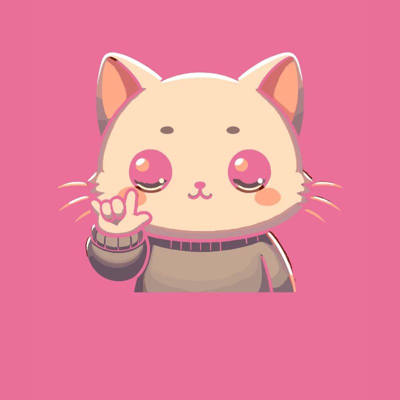 ILY Cat ASL Geste de la main Perte auditive sourde