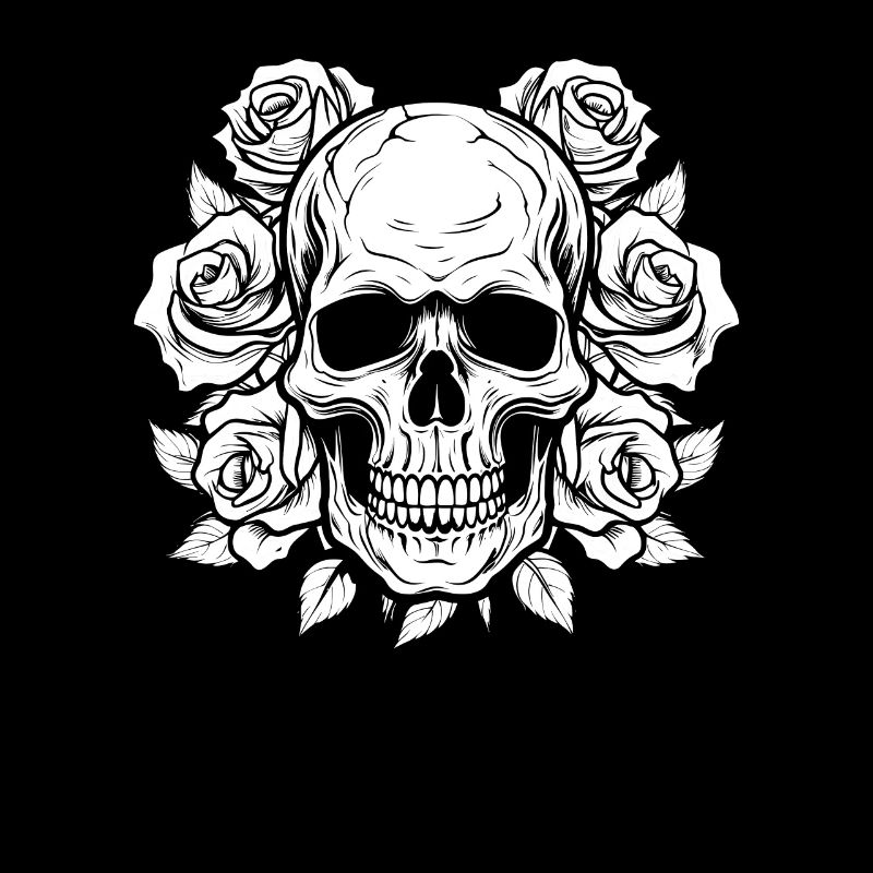 Red Rose Goth Skull