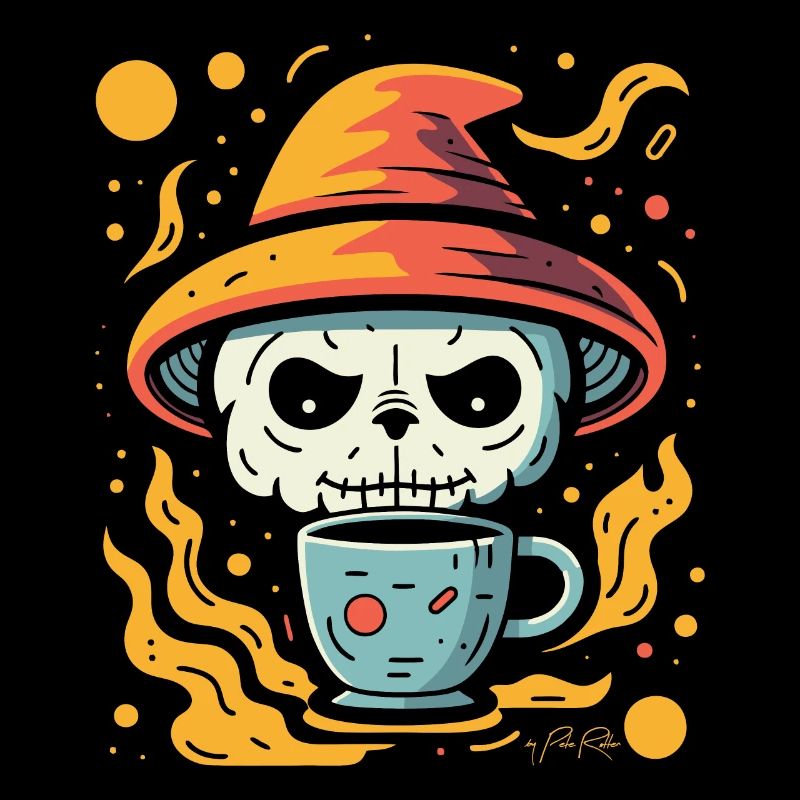 Kaffee, Weltraum, Nerd, Schädel, Panda, Magie